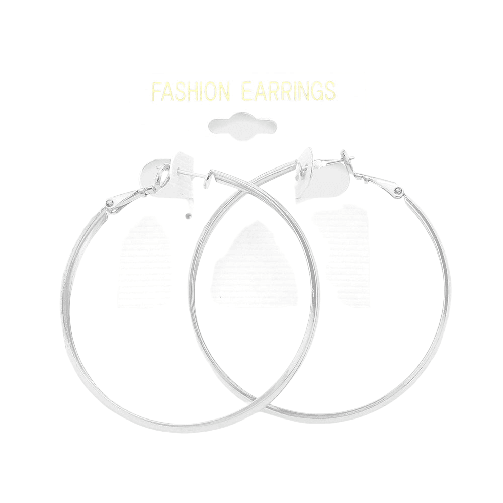 Silver 2 Inch Metal Hoop Earrings