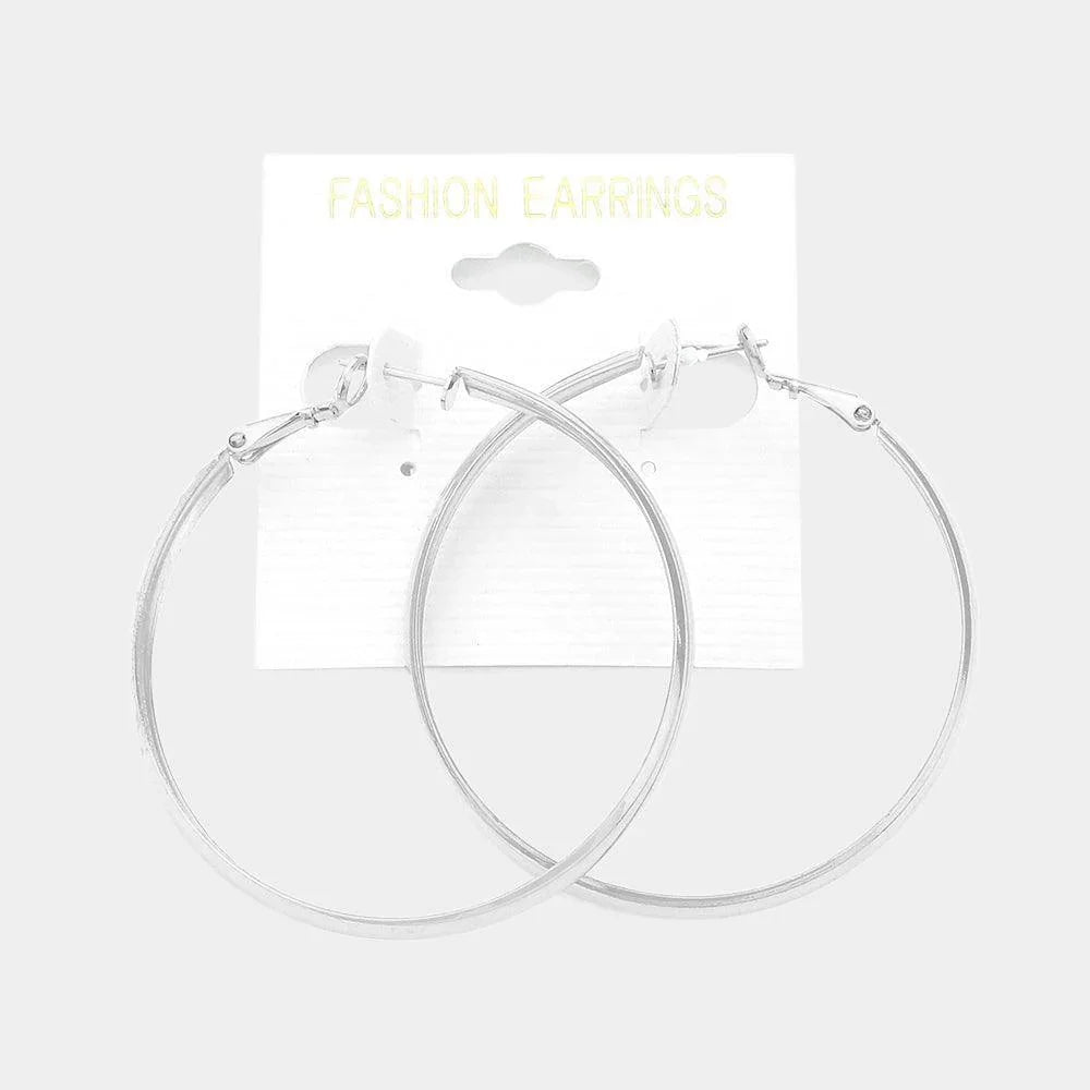 Silver 2 Inch Metal Hoop Earrings - Jewelry Store by Erik Rayo