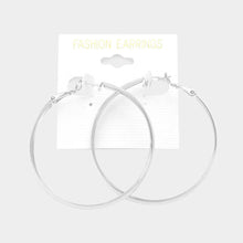 Load image into Gallery viewer, Silver 2 Inch Metal Hoop Earrings
