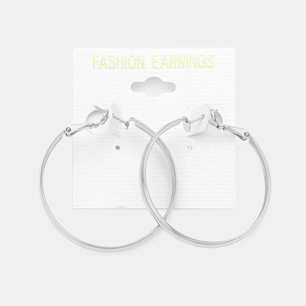 Silver 1.6 Inch Metal Hoop Earrings - Jewelry Store by Erik Rayo
