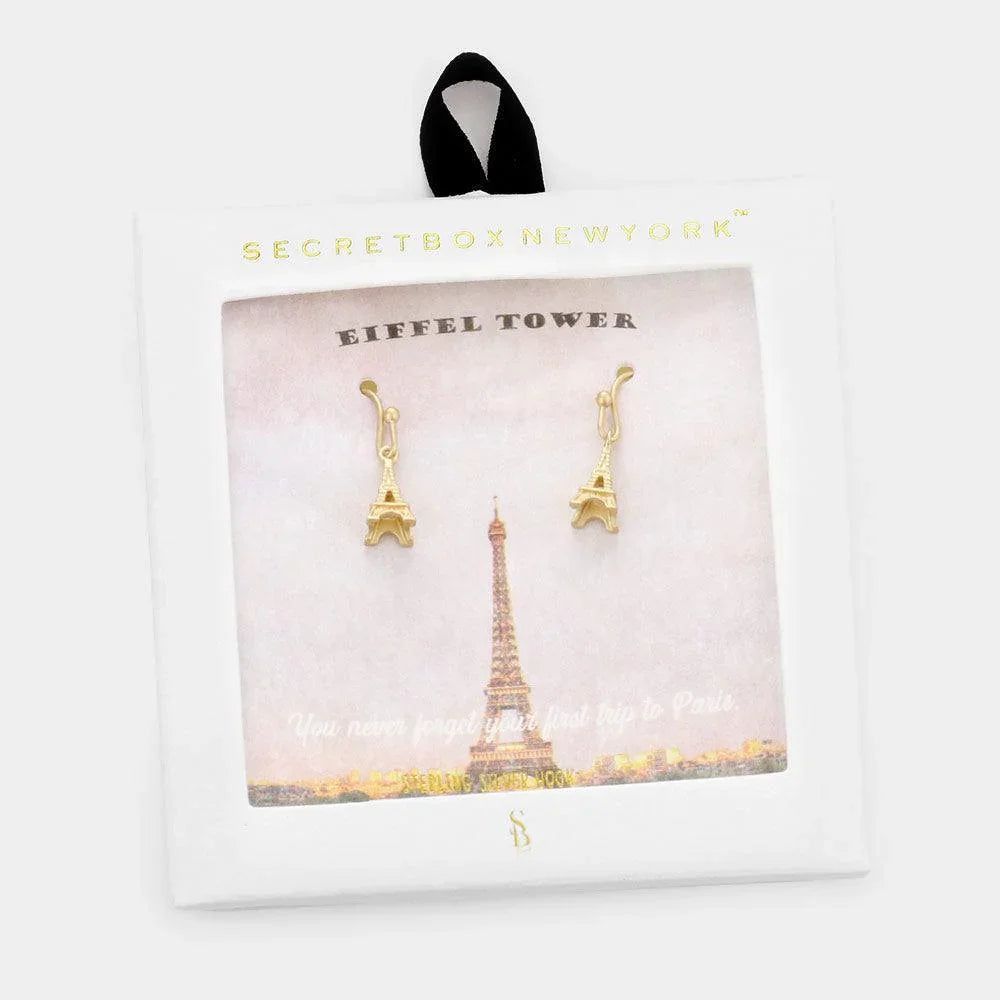 Silver Metal Eiffel Tower Dangle Earrings - Jewelry Store by Erik Rayo