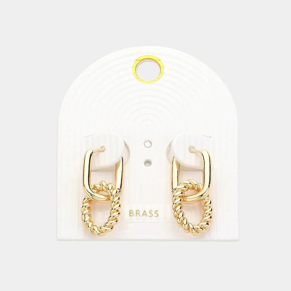 Gold Textured Metal Link Huggie Earrings - Jewelry Store by Erik Rayo