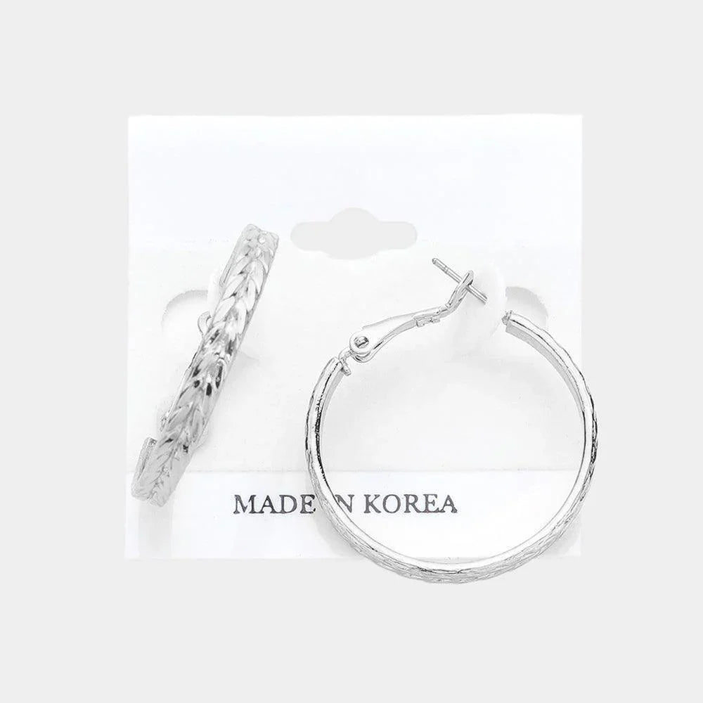 Textured Metal Hoop Earrings - Jewelry Store by Erik Rayo