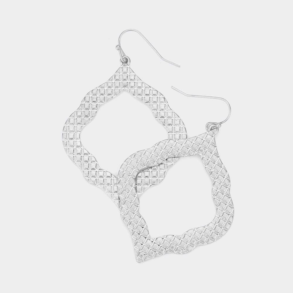 Silver Textured Metal Petal Dangle Earrings - Jewelry Store by Erik Rayo