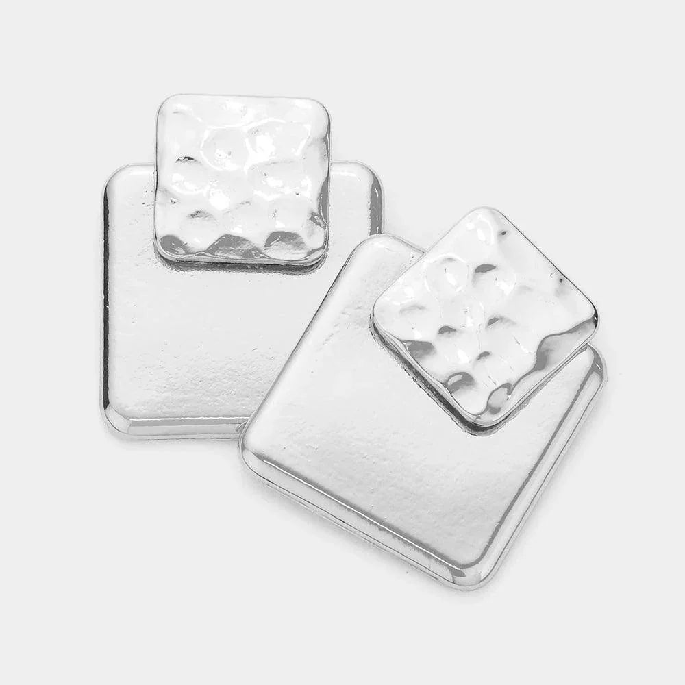 Double Metal Square Link Layered Earrings - Jewelry Store by Erik Rayo