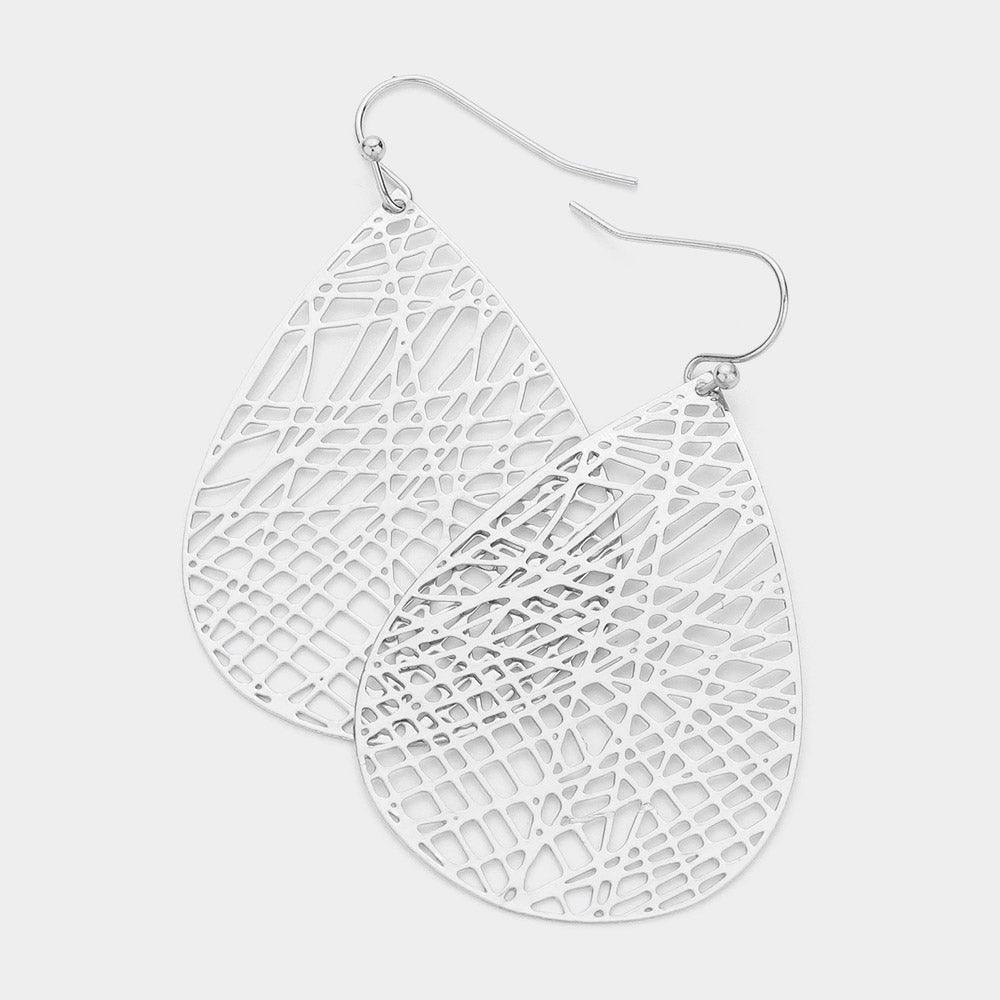 Brass Metal Textured Teardrop Metal Earrings - Jewelry Store by Erik Rayo