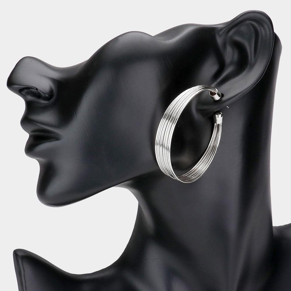 Double Layered Metal Hoop Earrings - Jewelry Store by Erik Rayo