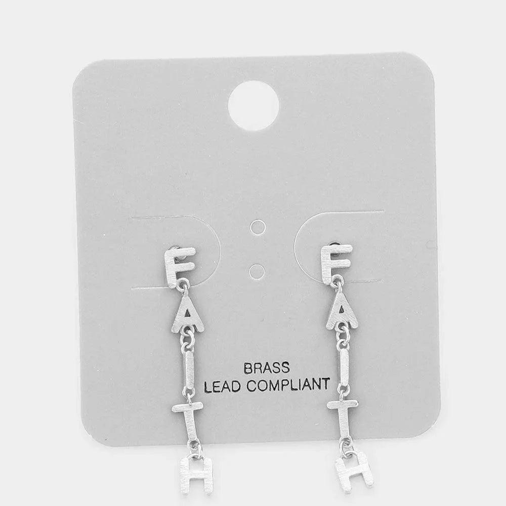 Brass Metal FAITH Link Earrings - Jewelry Store by Erik Rayo