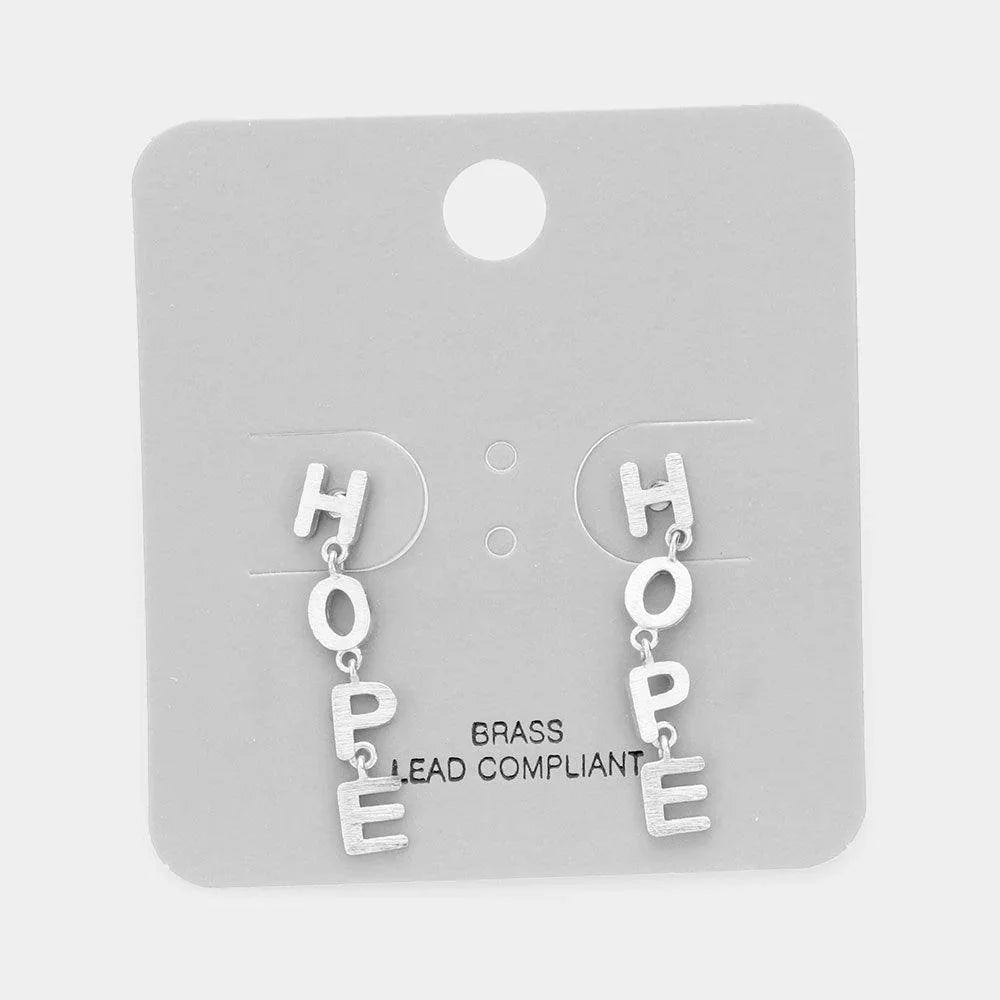 Brass Metal HOPE Link Earrings - Jewelry Store by Erik Rayo