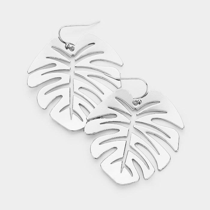 Tropical Leaf Metal Filigree Earrings - Jewelry Store by Erik Rayo