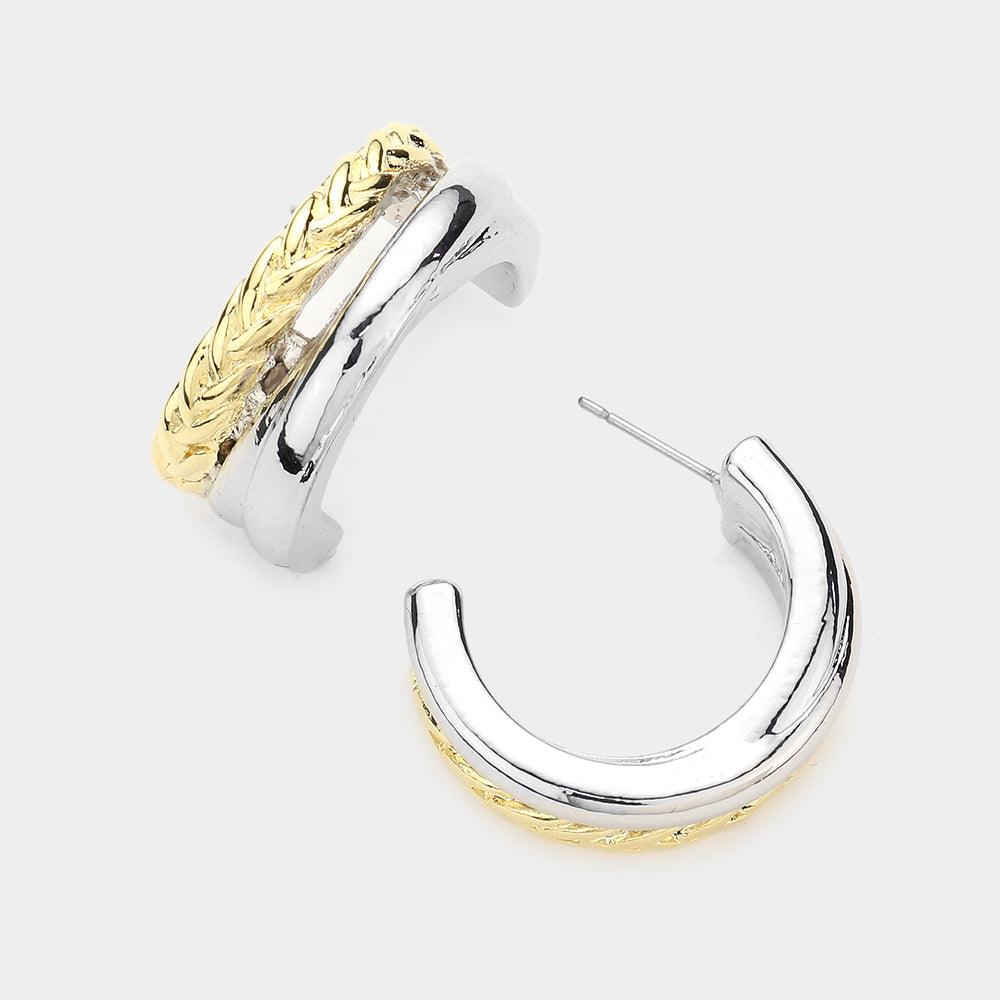 Two Tone Two Tone Metal Hoop Earrings