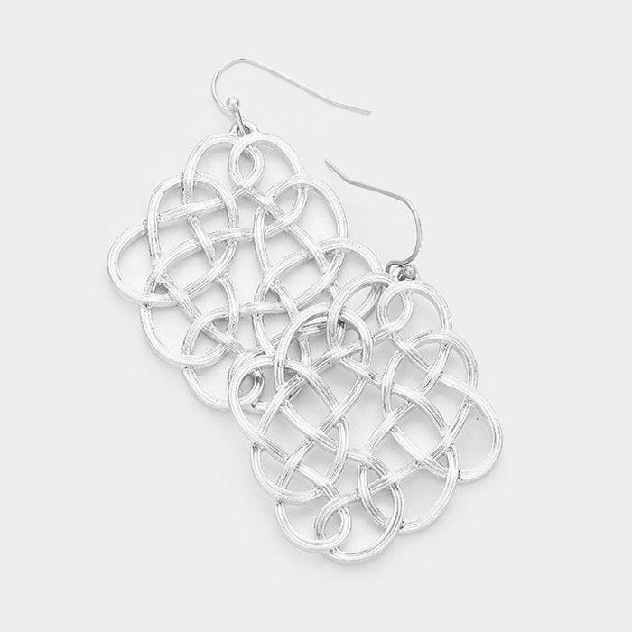 Silver Rhombus Braided Metal Wire Earrings - Jewelry Store by Erik Rayo