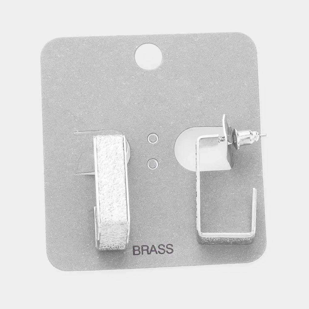 Silver Brass Metal Rectangle Hoop Earrings - Jewelry Store by Erik Rayo