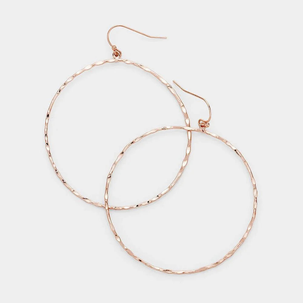 Rose Gold Open Circle Metal Drop Earrings - Jewelry Store by Erik Rayo