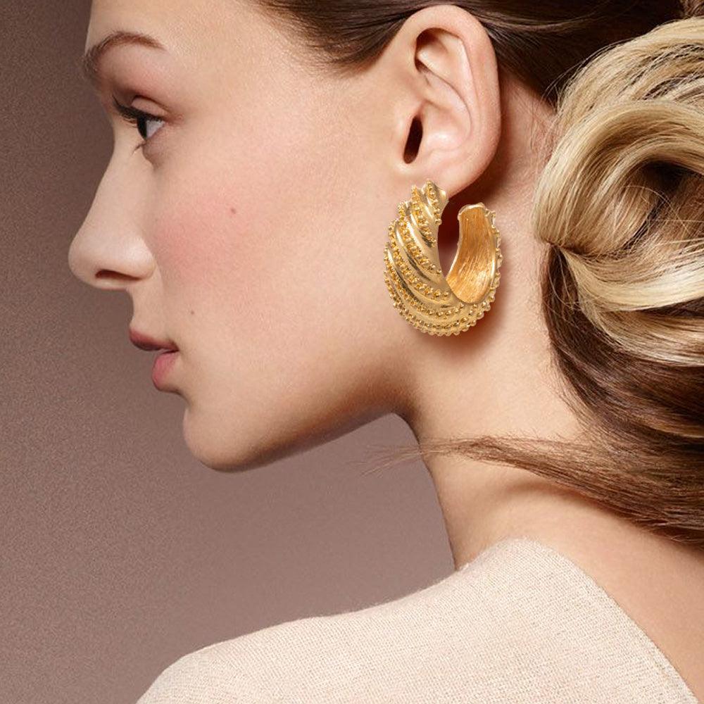Gold Textured Bold Metal Hoop Earrings - Jewelry Store by Erik Rayo
