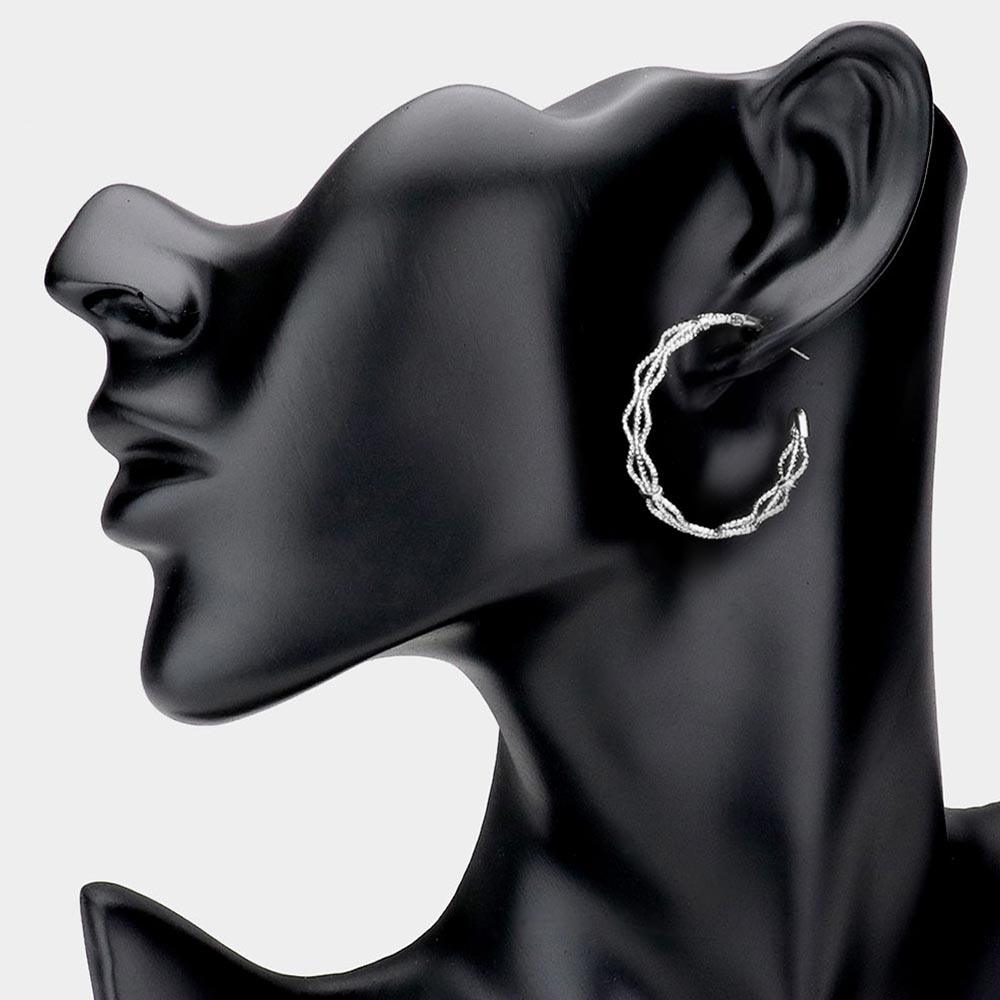 Zigzag Textured Brass Metal Hoop Earrings - Jewelry Store by Erik Rayo