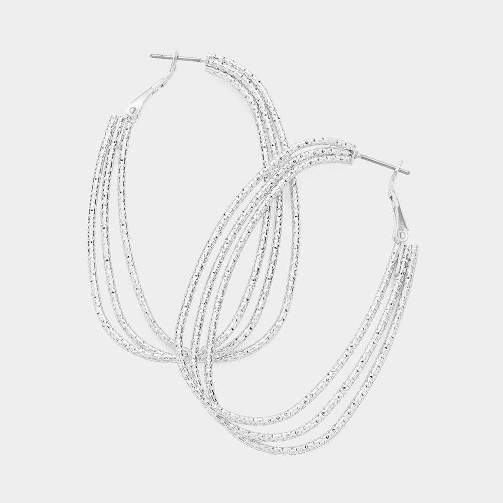 Textured Metal Triple Wire Hoop Earrings - Jewelry Store by Erik Rayo