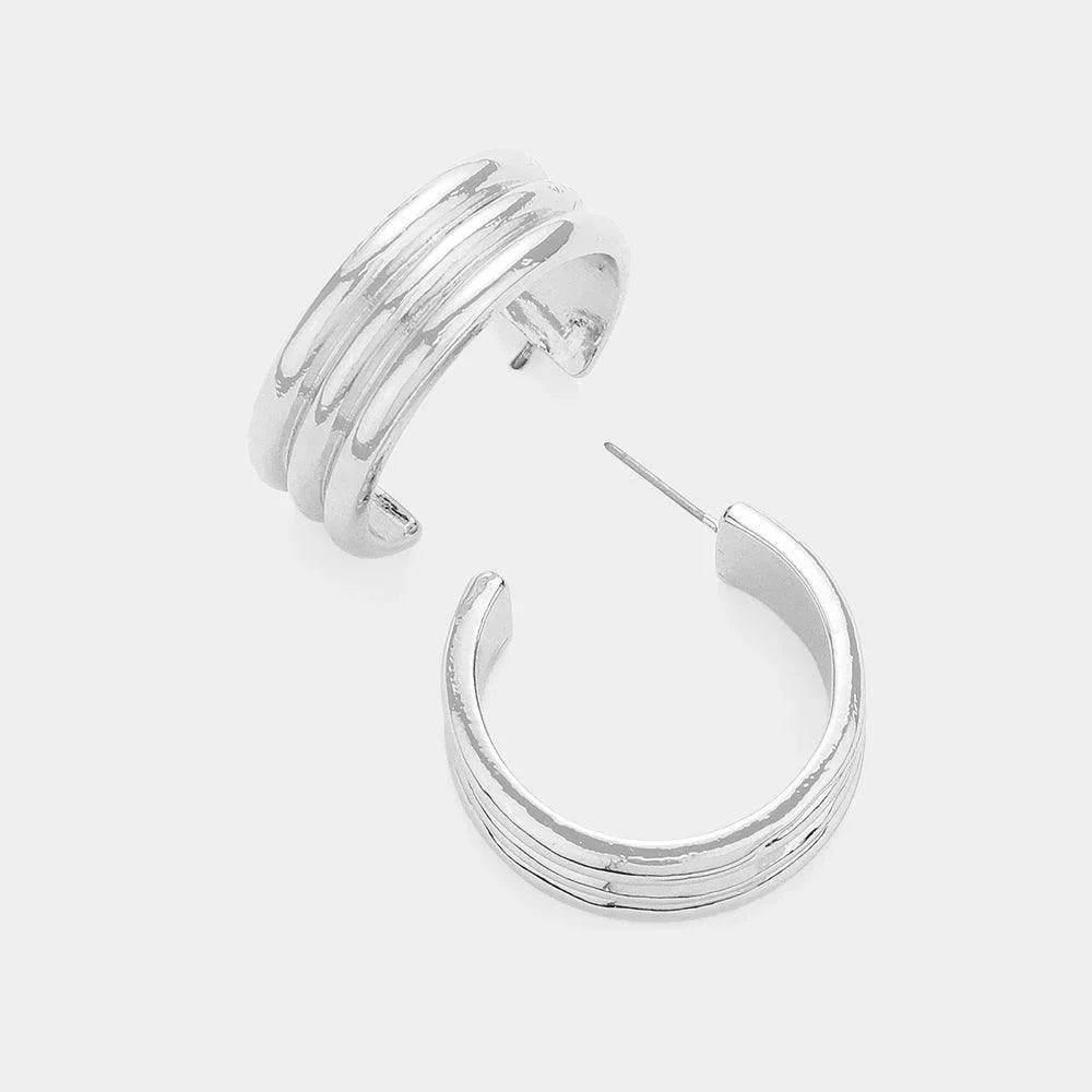 Textured Metal Hoop Earrings - Jewelry Store by Erik Rayo
