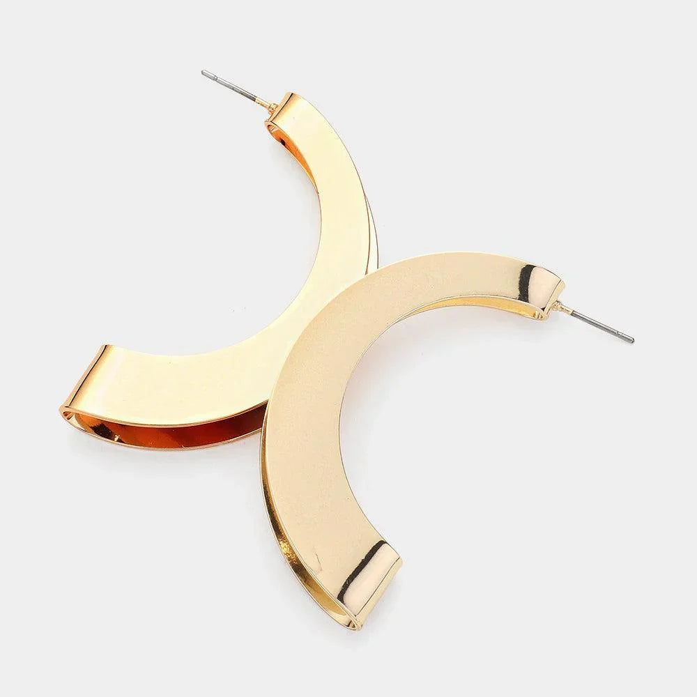 Gold Metal Half Hoop Earrings - Jewelry Store by Erik Rayo