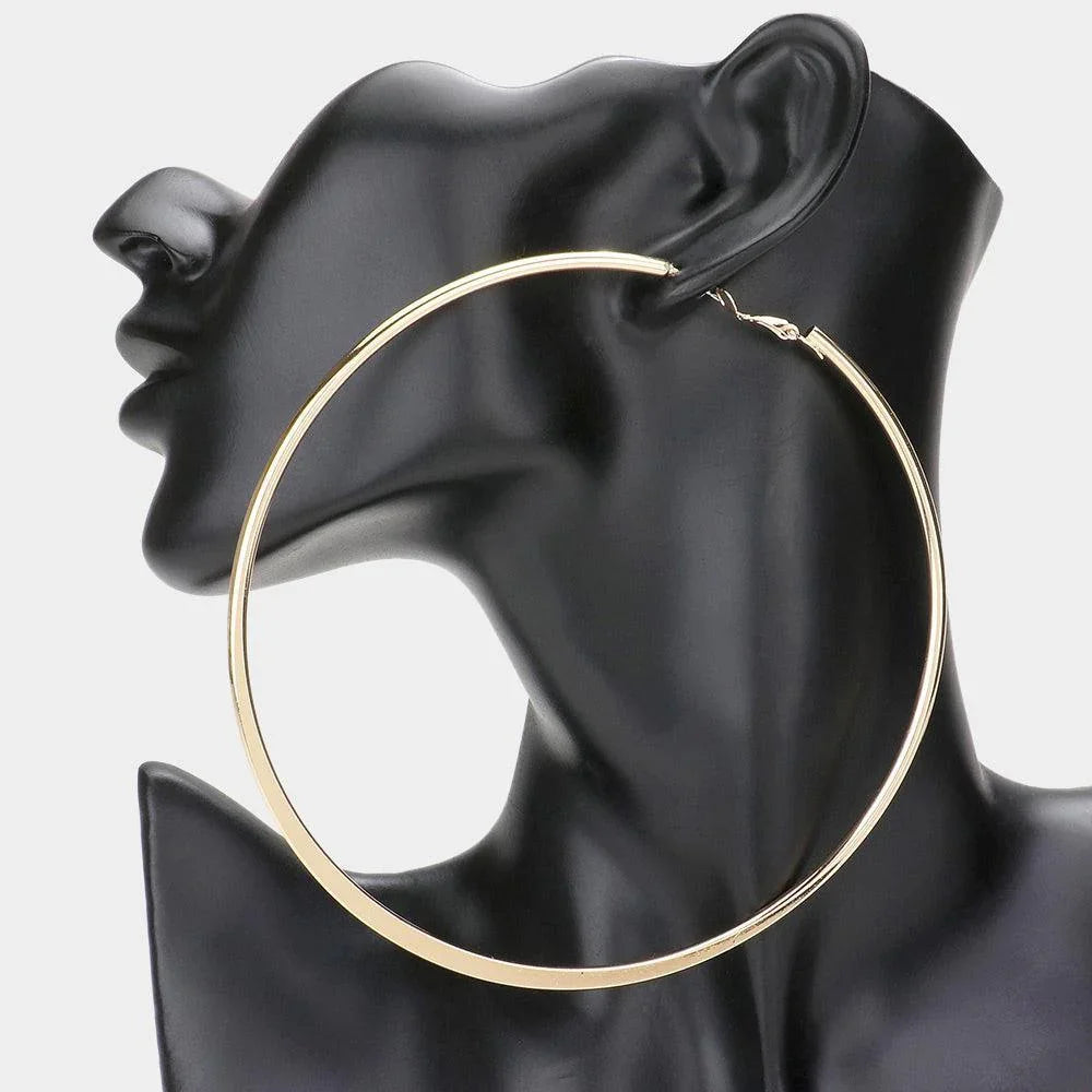 Gold Oversized Metal Hoop Earrings - Jewelry Store by Erik Rayo