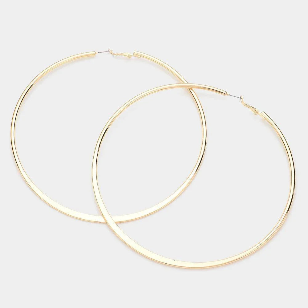 Gold Oversized Metal Hoop Earrings - Jewelry Store by Erik Rayo