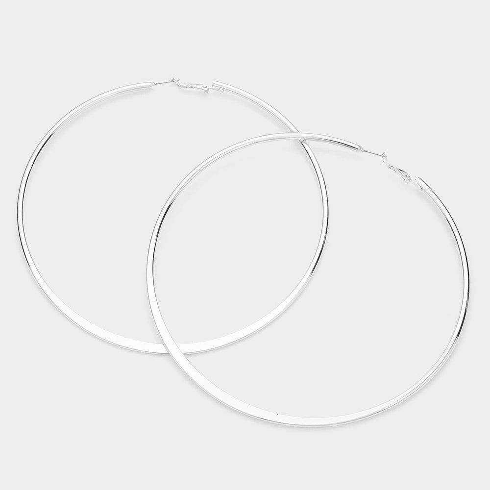 Silver Oversized Metal Hoop Earrings