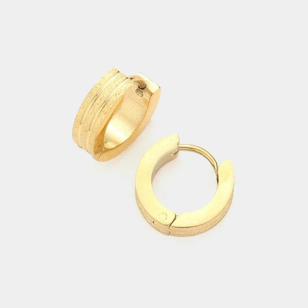 Gold Stainless Steel Mini Hoop Huggie Earrings - Jewelry Store by Erik Rayo