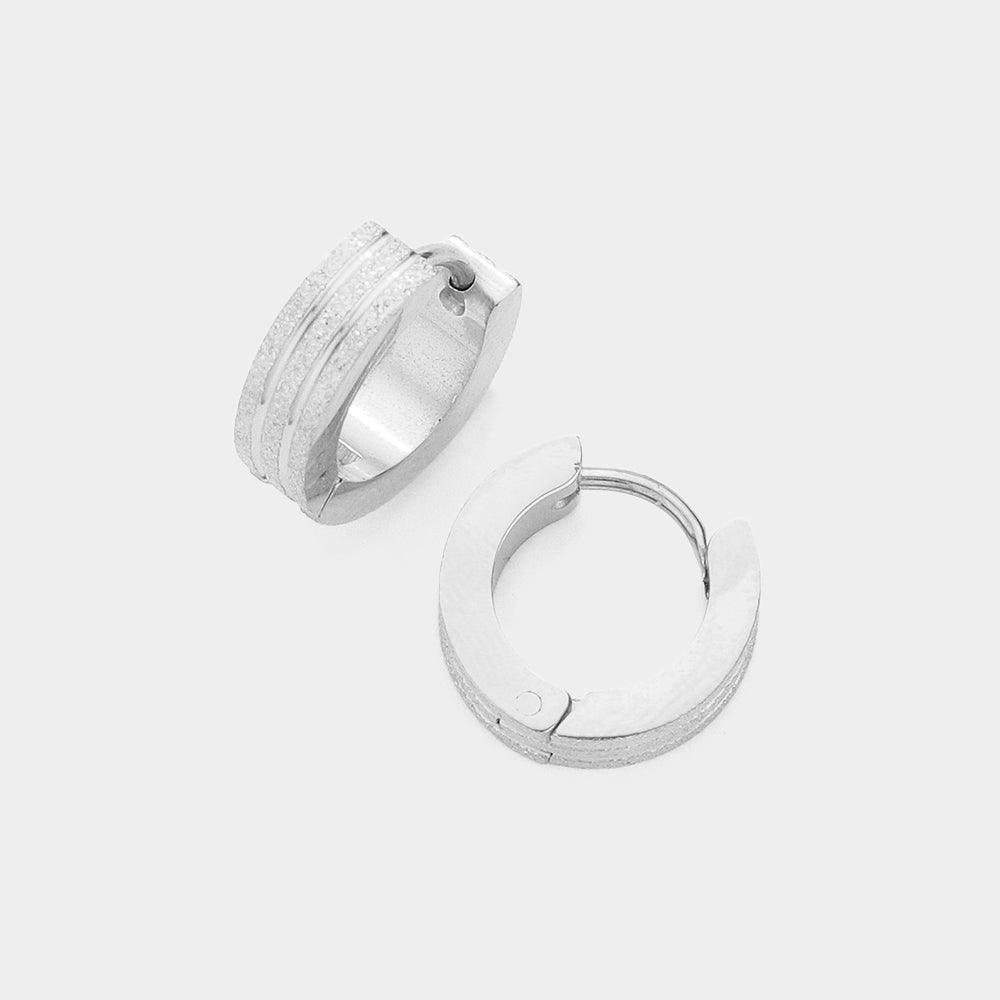 Silver Stainless Steel Mini Hoop Huggie Earrings