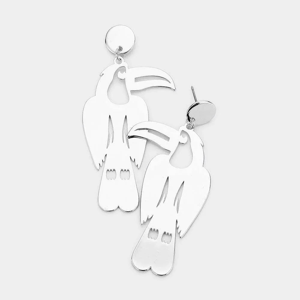 Cut Out Metal Toucan Drop Earrings - Jewelry Store by Erik Rayo