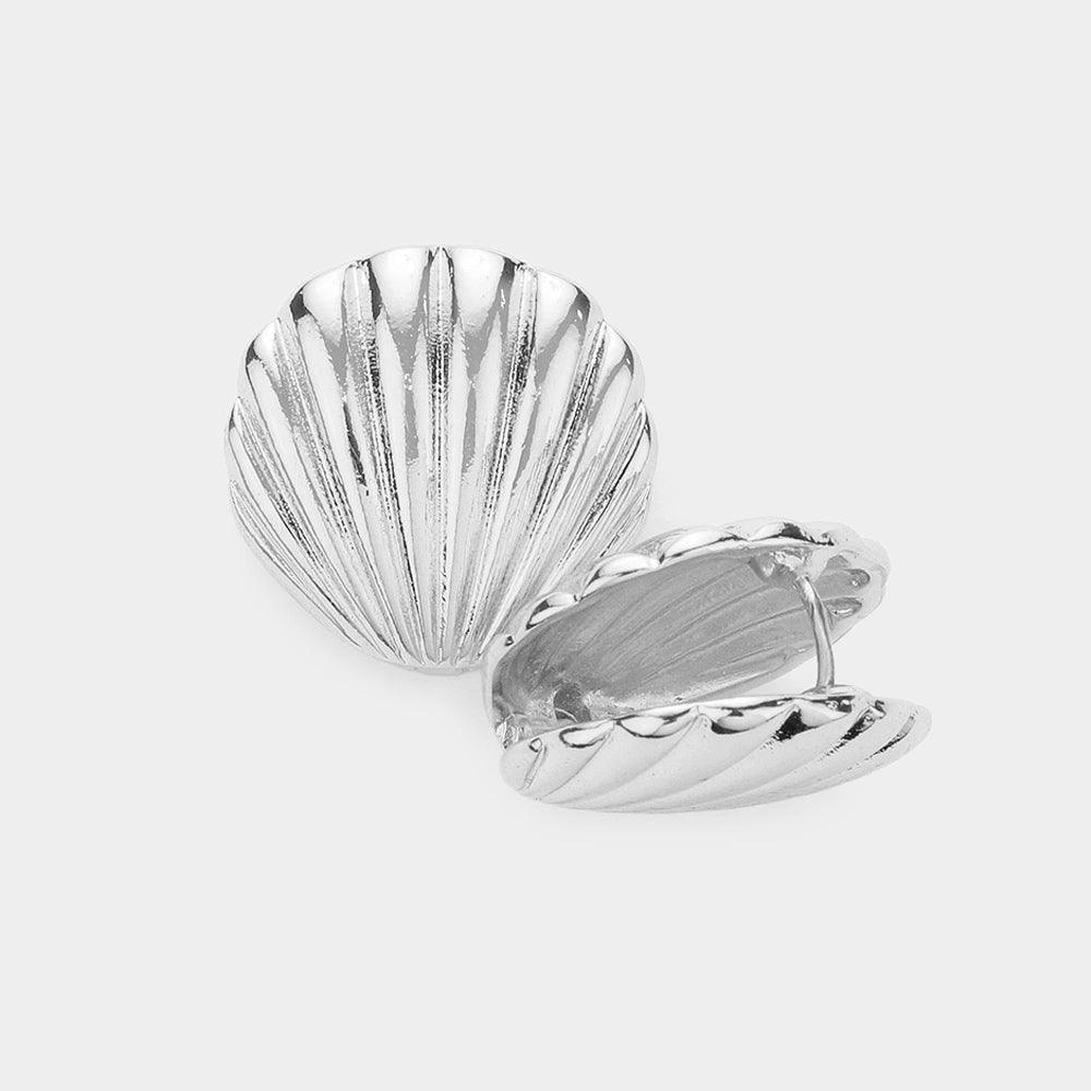 Seashell Metal Huggie Earrings - Jewelry Store by Erik Rayo