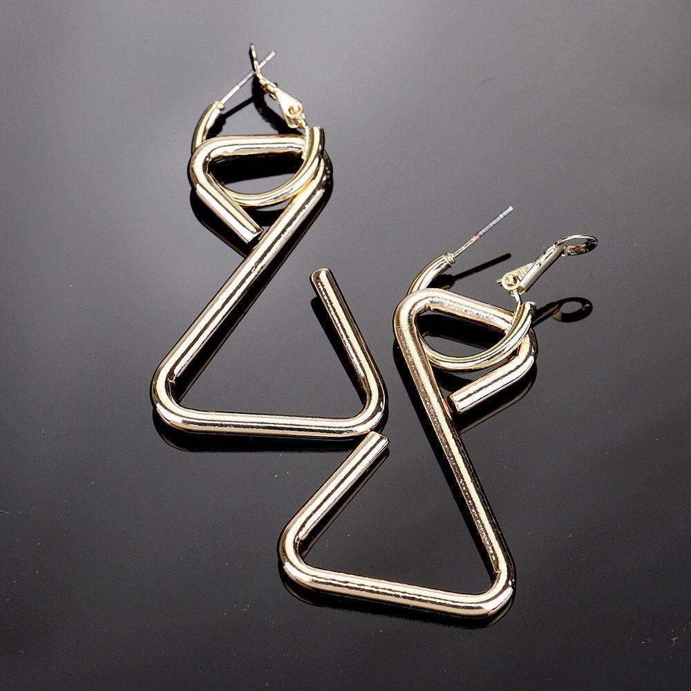 Gold Triangle Metal Dangle Earrings - Jewelry Store by Erik Rayo