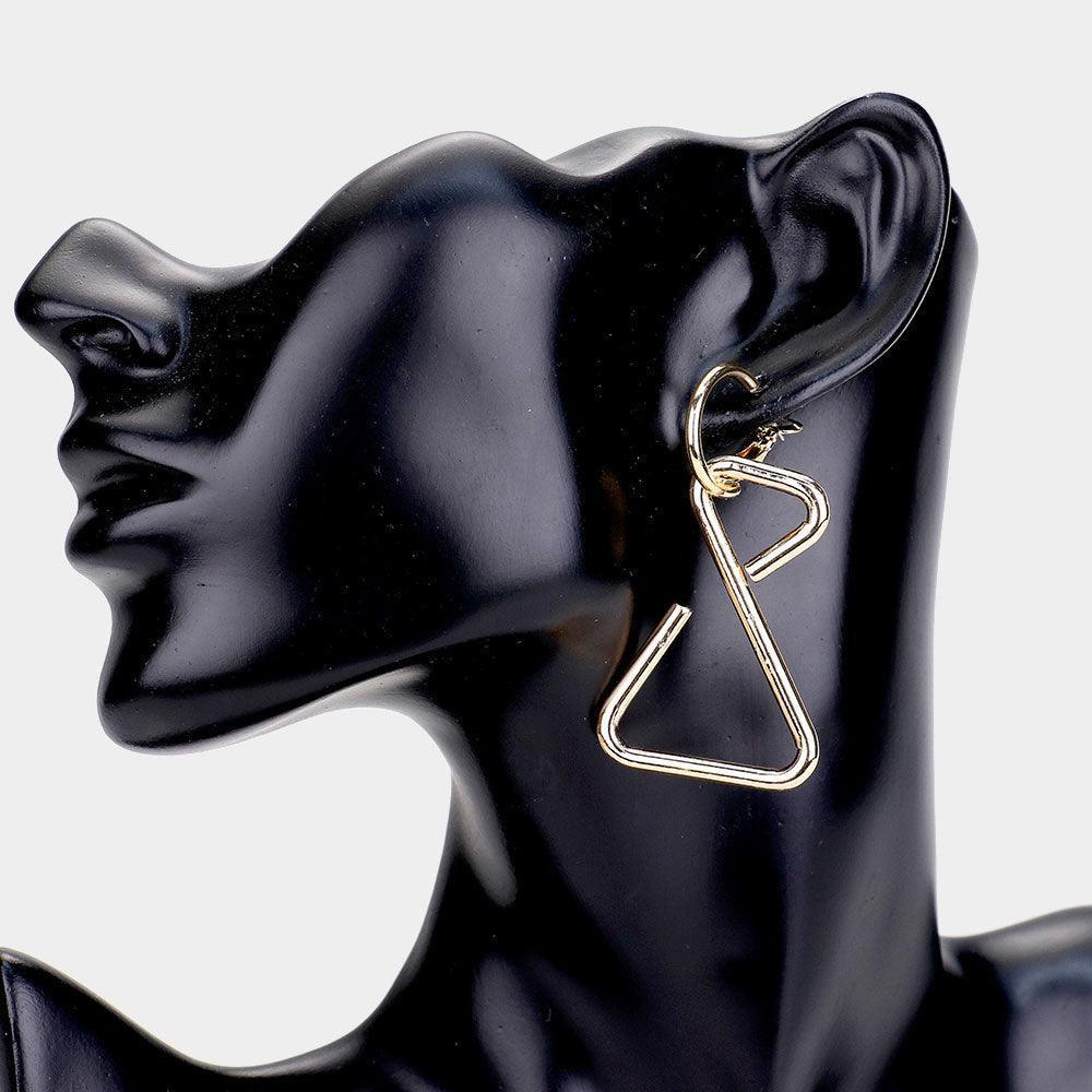 Gold Triangle Metal Dangle Earrings - Jewelry Store by Erik Rayo