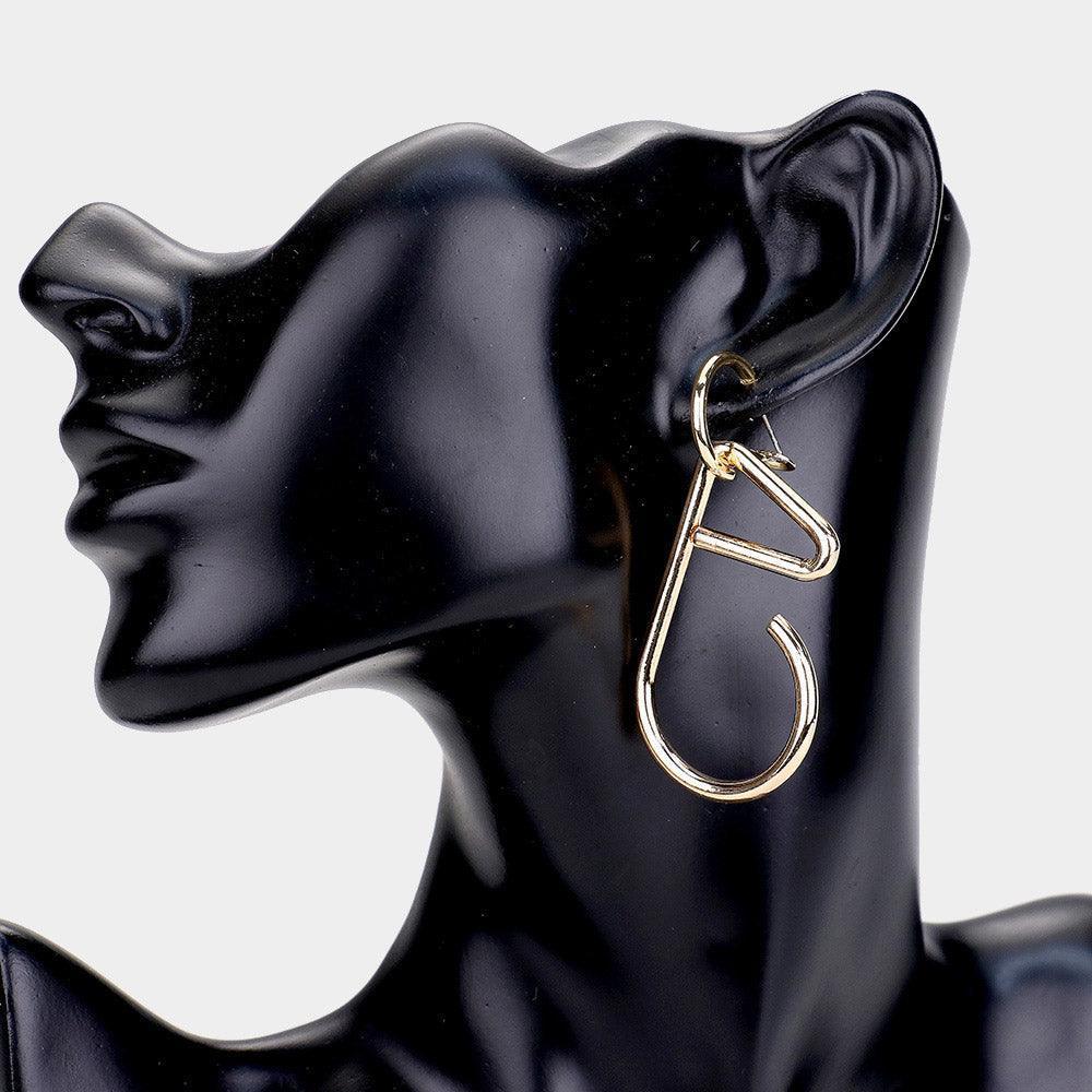 Gold Curved Metal Dangle Earrings - Jewelry Store by Erik Rayo