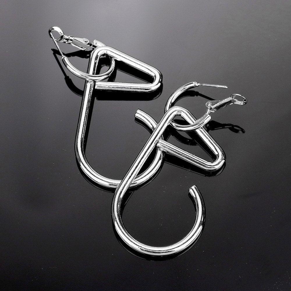 Curved Metal Dangle Earrings - Jewelry Store by Erik Rayo