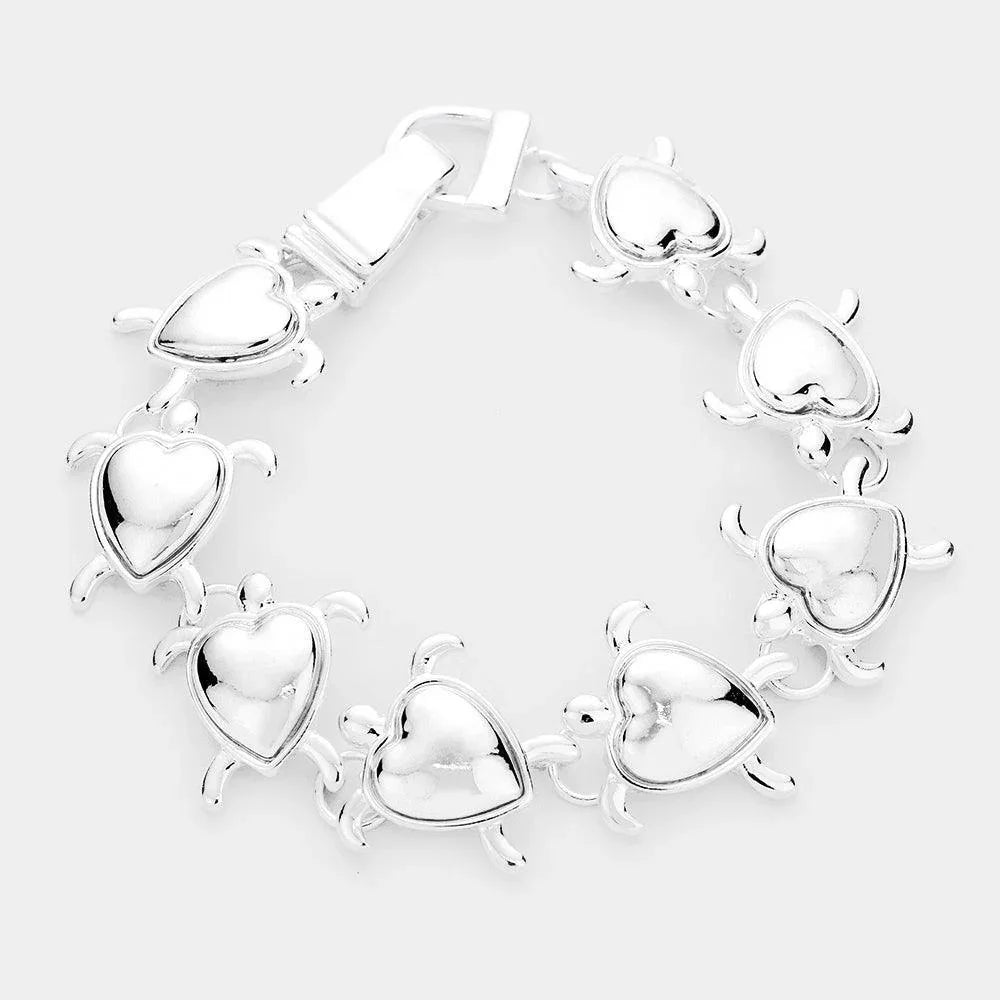 Silver Turtle Metal Magnetic Link Bracelet - Jewelry Store by Erik Rayo