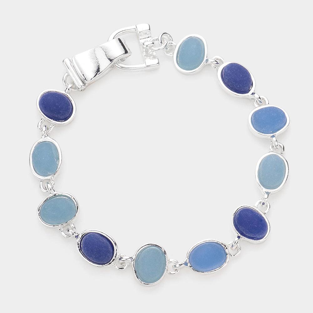 Silver Colorful Sea Glass Magnetic Bracelet