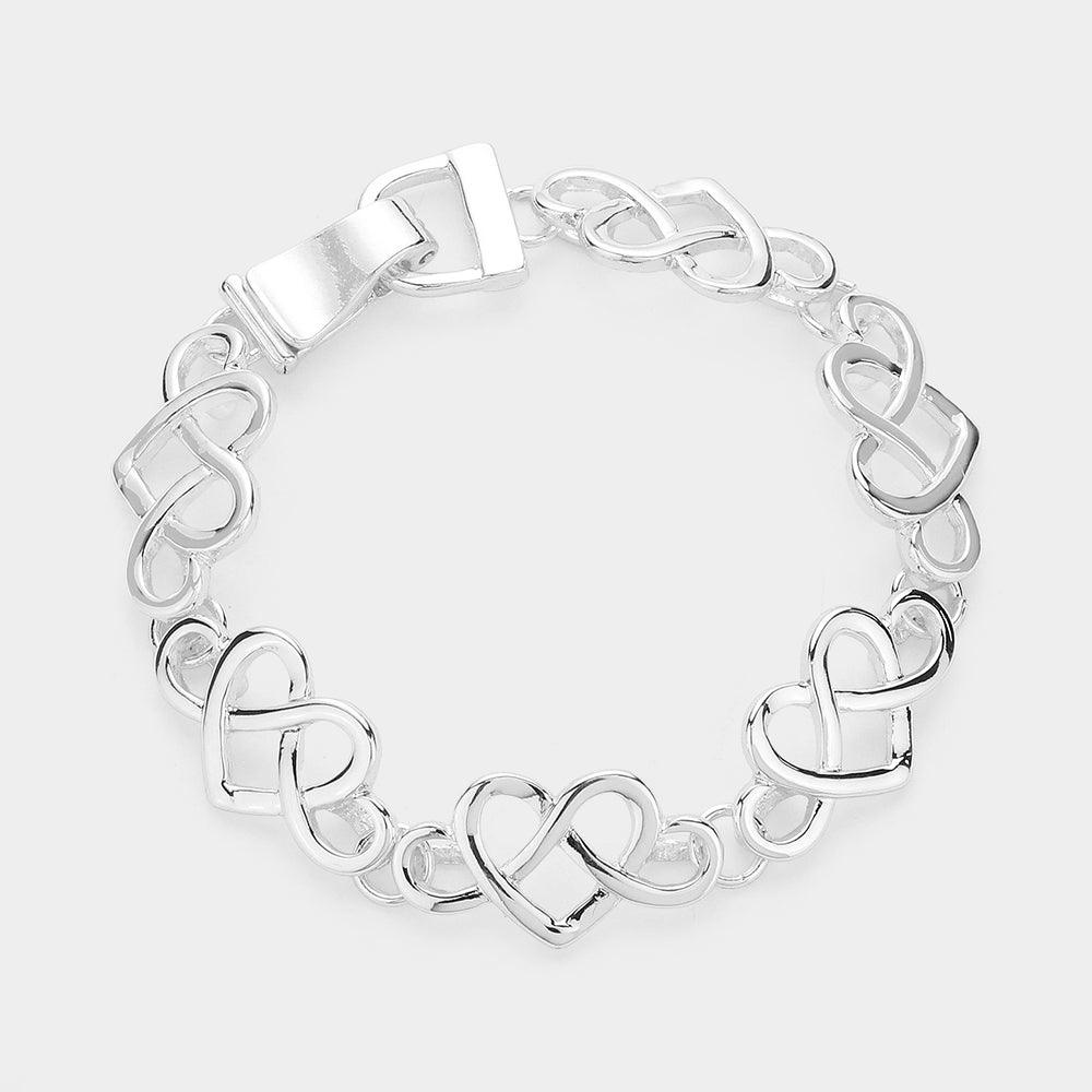 Silver Metal Heart Magnetic Bracelet