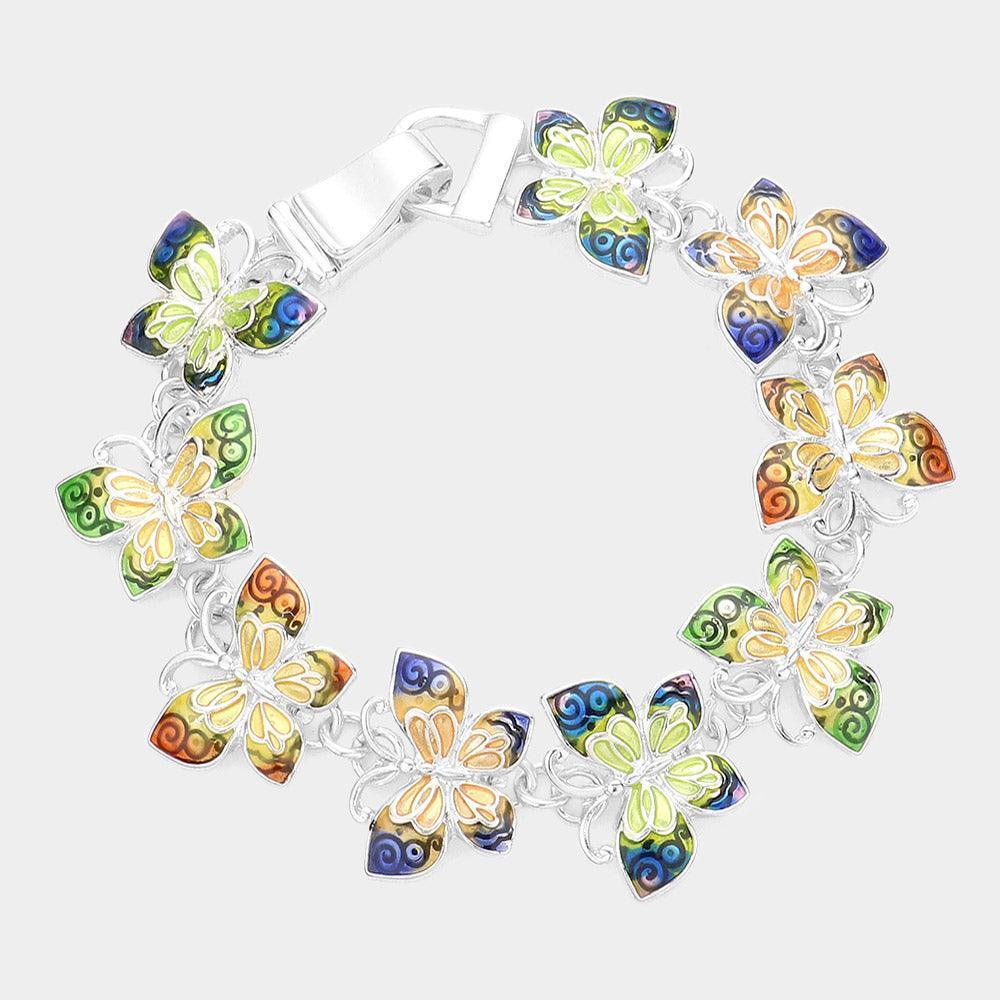 Enamel Butterfly Metal Magnetic Link Bracelet - Jewelry Store by Erik Rayo