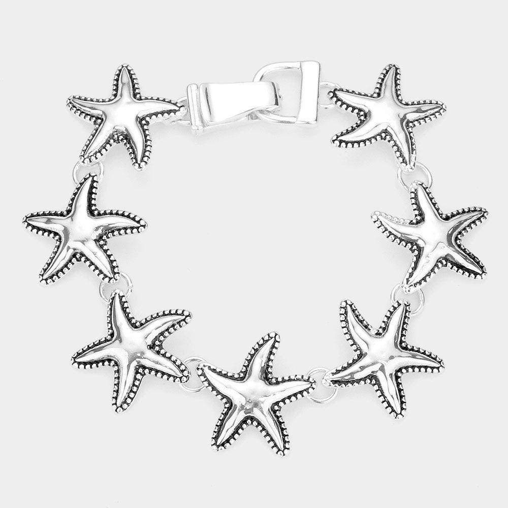 Silver Metal Starfish Link Magnetic Bracelet - Jewelry Store by Erik Rayo