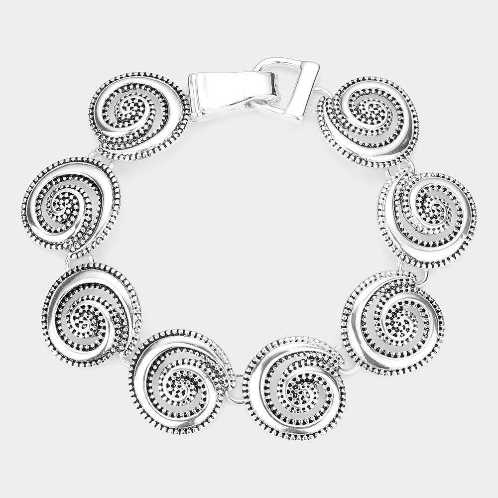 Silver Swirl Metal Link Magnetic Bracelet - Jewelry Store by Erik Rayo