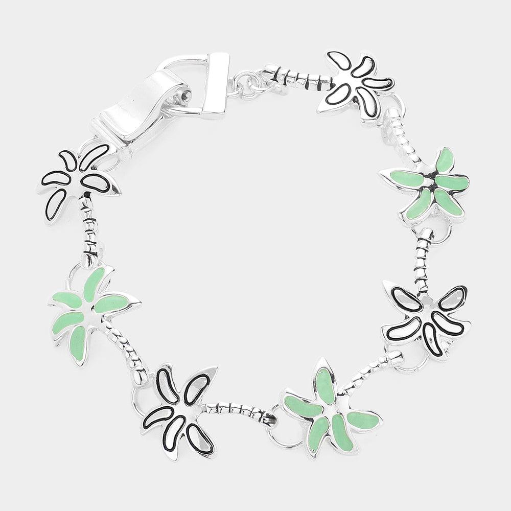 Mint Palm Tree Link Magnetic Bracelet