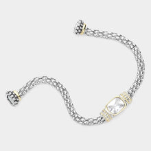 Load image into Gallery viewer, Silver CZ Stone Accented Magnetic Bracelet
