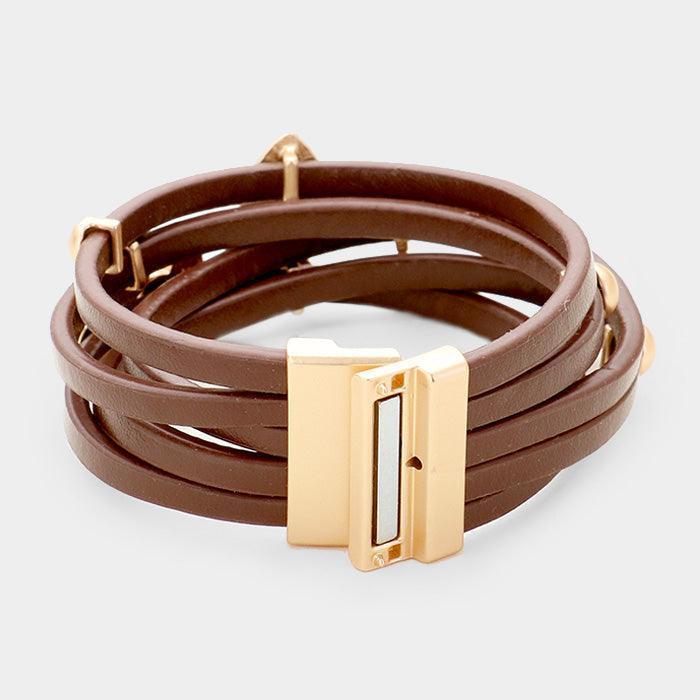 Silver 'Tree of Life' Multi Strand Leather Magnetic Bracelet - Jewelry Store by Erik Rayo