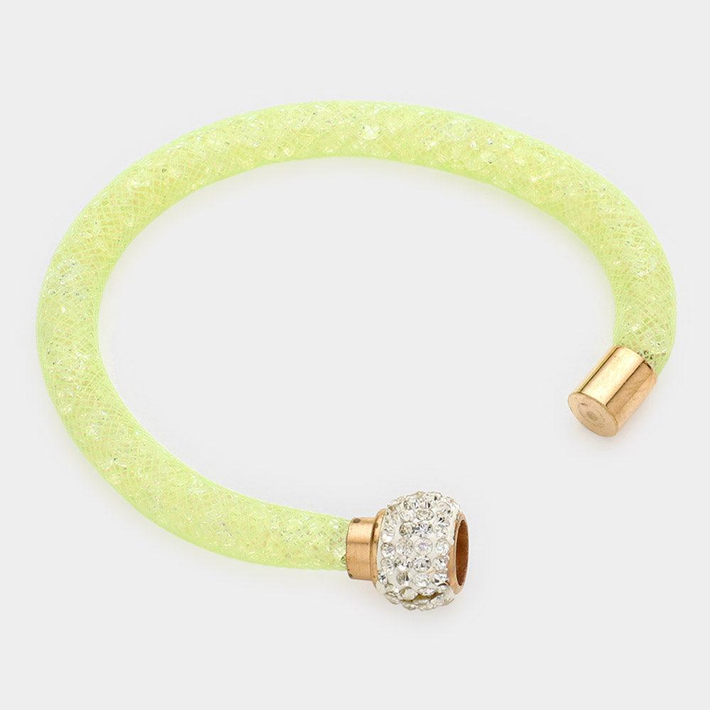 Crystal Filled Mesh Tube Magnetic Bracelet - Jewelry Store by Erik Rayo