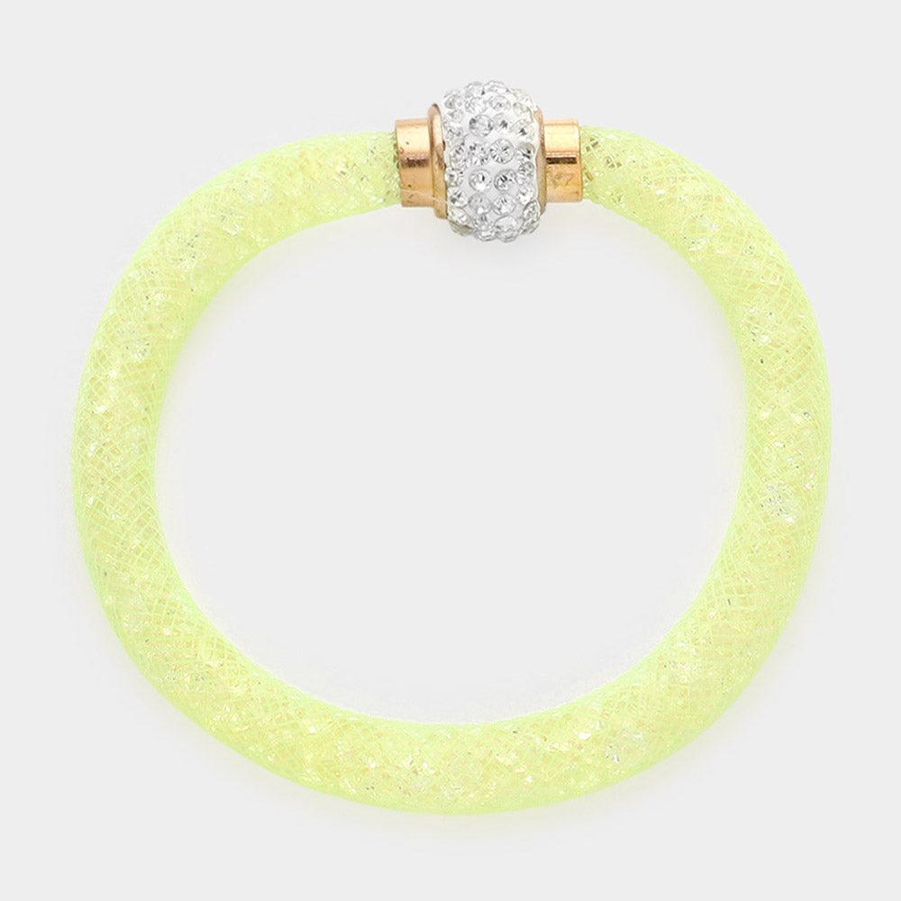 Crystal Filled Mesh Tube Magnetic Bracelet - Jewelry Store by Erik Rayo