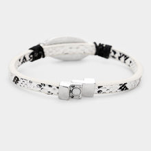 Load image into Gallery viewer, Fearless Oval Charm Snake Skin Faux Leather Magnetic Bracelet
