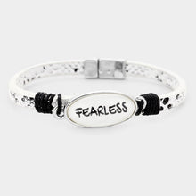 Load image into Gallery viewer, Fearless Oval Charm Snake Skin Faux Leather Magnetic Bracelet
