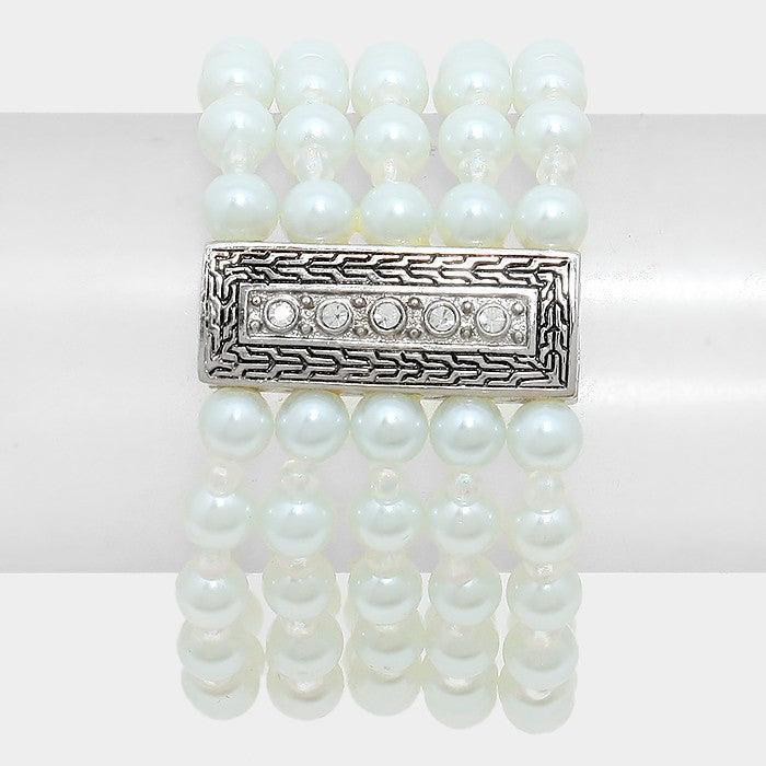 White Magnetic pearl strand bracelet - Jewelry Store by Erik Rayo