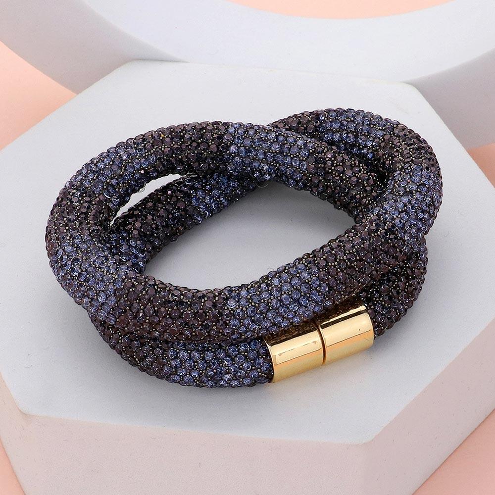 Black Bling Studded Wrap Magnetic Bracelet