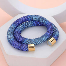 Load image into Gallery viewer, Blue Bling Studded Wrap Magnetic Bracelet
